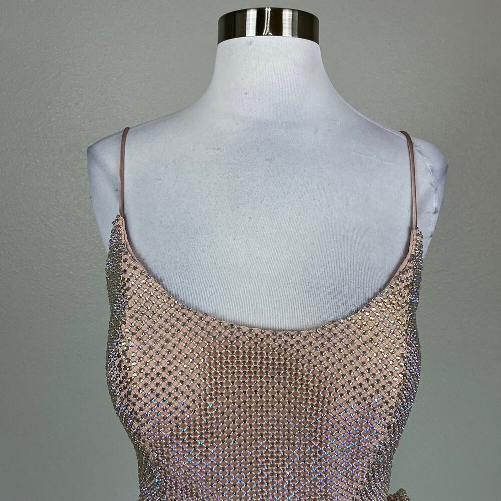 Jovani D5063 Pink Beaded Backless Column Evening Gown Thigh Slit Size 6 Dress - Picture 8 of 11